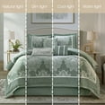 thumbnail image 2 of Nanshing Therese 7 Piece Damask Comforter Set , Sage , King Size , Jacquard with matching solid piecework, 2 of 6