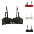 thumbnail image 2 of Fengactive Women's Sexy Balconette Bras Push Up Lace Lingerie with Bow Detailing Thin Half Cup Bra, 2 of 9