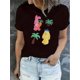 thumbnail image 1 of Women'S Fashion Casual Crew Neck Short Sleeve Polyester T-Shirt, Creative Plush Animal Print, Simple Sports, Medium Stretch Knit Fabric, 180g/m², for Holiday Summer Comfort, 1 of 6
