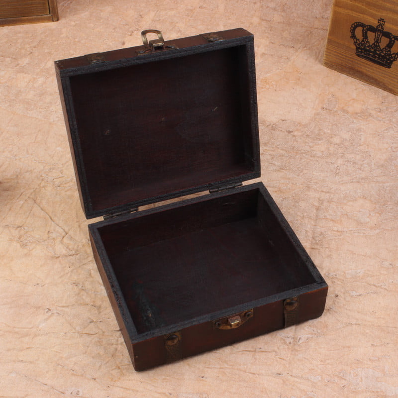 Decorative Trinket Jewelry Storage Box Handmade Vintage Wooden Treasure Case 
