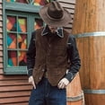 thumbnail image 2 of Traje de hombre, chaleco casual, chaleco con cuello en V, vestido formal informal ajustado para negocios, estilo retro, 2 of 5