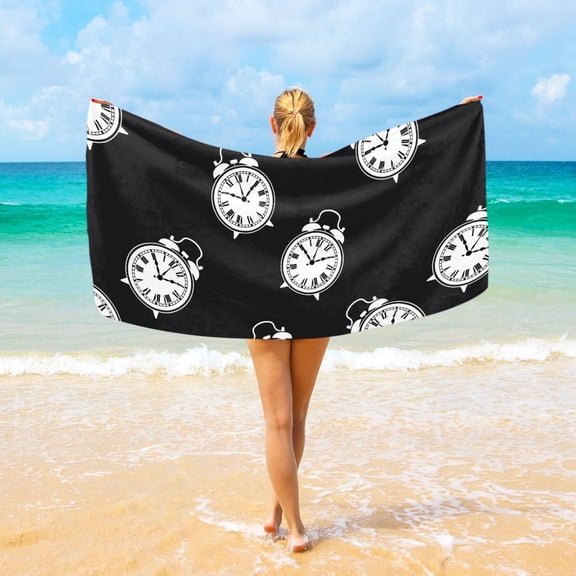 Ryvnso Vintage Alarm Clocks-a3 Beach Towel Quick Dry Swimming Yoga Beach Towels Large Sand Free Microfiber Towel 31"W x 71"L