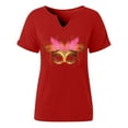 thumbnail image 5 of Craaazy Mardi Gras Shirts for Women Short Sleeve Casual Carnival Printed V-neck T-shirts Gifts, 5 of 6