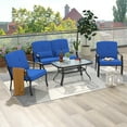 thumbnail image 4 of Costway 4 PCS Patio Furniture Set Outdoor Conversation Sofa Tempered Glass Coffee Table Navy, 4 of 10