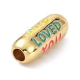 thumbnail image 2 of Eco-Friendly Brass Enamel Beads Long-Lasting Plated Real 18K Gold Plated Oval with Word You Are Colorful 17.5x7mm Hole: 3mm, 2 of 3
