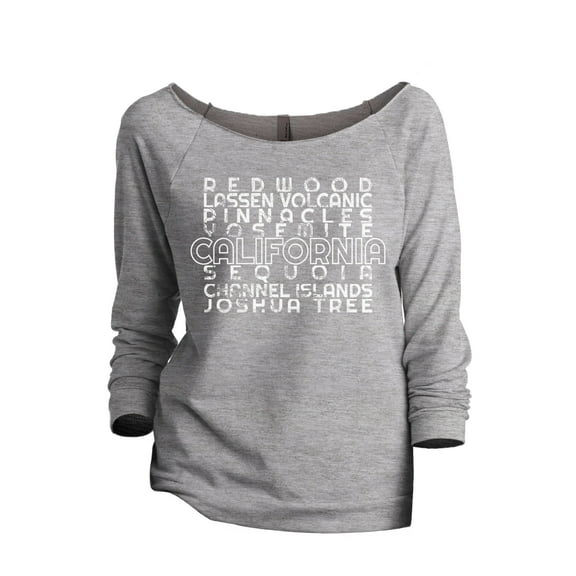 National Parks of California Women's Fashion Slouchy 3/4 Sleeves Raglan Lightweight Sweatshirt Sport Grey X-Large