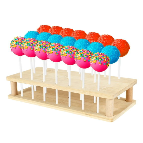 Threns Lollipop Display Holder Stand Bamboo Wood 21 Holes Cake Pop Stand Candy Pop Holder for Birthday Party Wedding Displaying