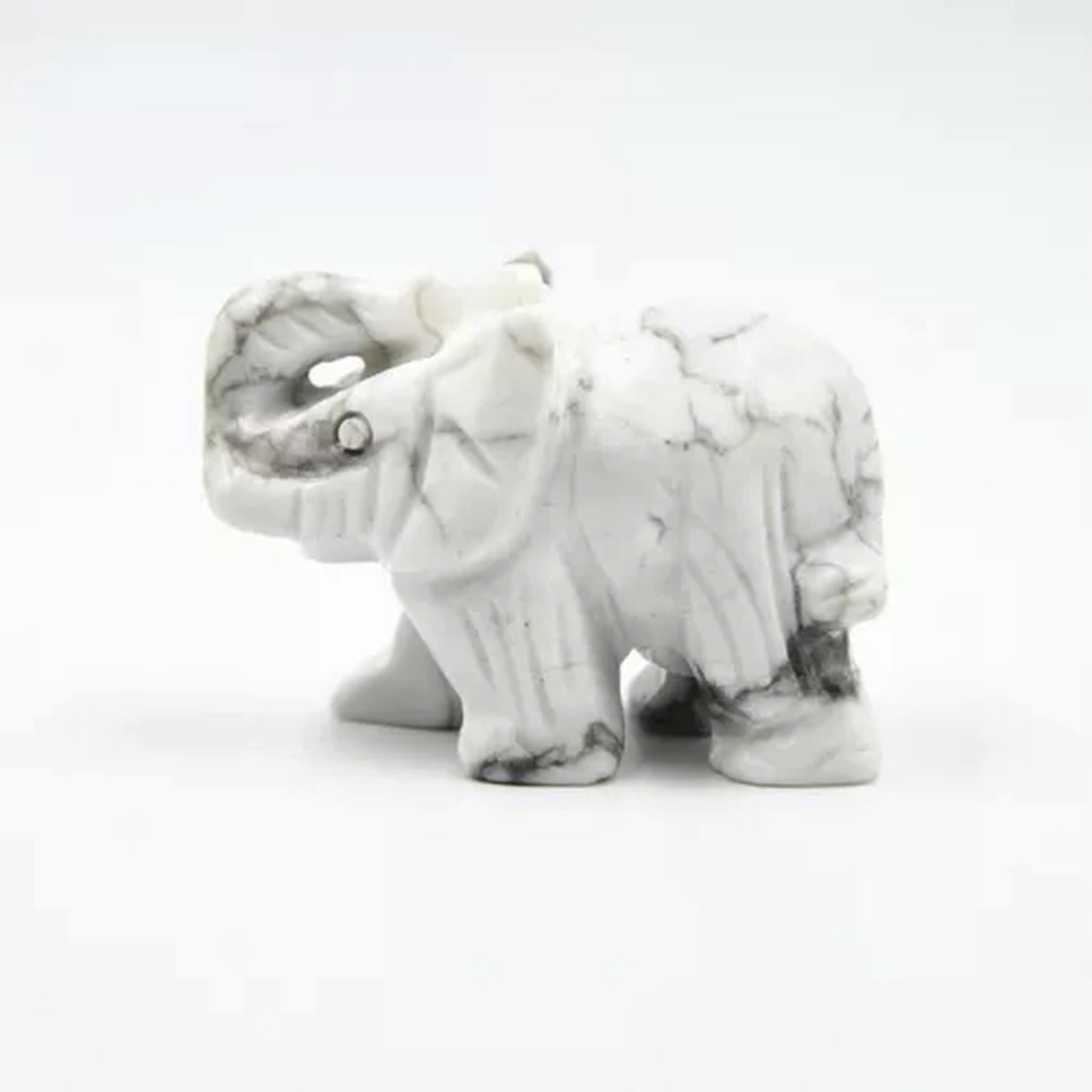 EOEMY Natural Quartz Baby Elephant Stone Crystal Healing Carved Gemstone Animal Decor-White Howlite Turquoise-10Pcs