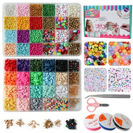 Tivamiko 8378Pcs DIY Bracelets Making Kit with Clay Beads Kits(6mm&3mm), Handcraft Necklace&Jewelry Making Kit for Girls Ages 6-12