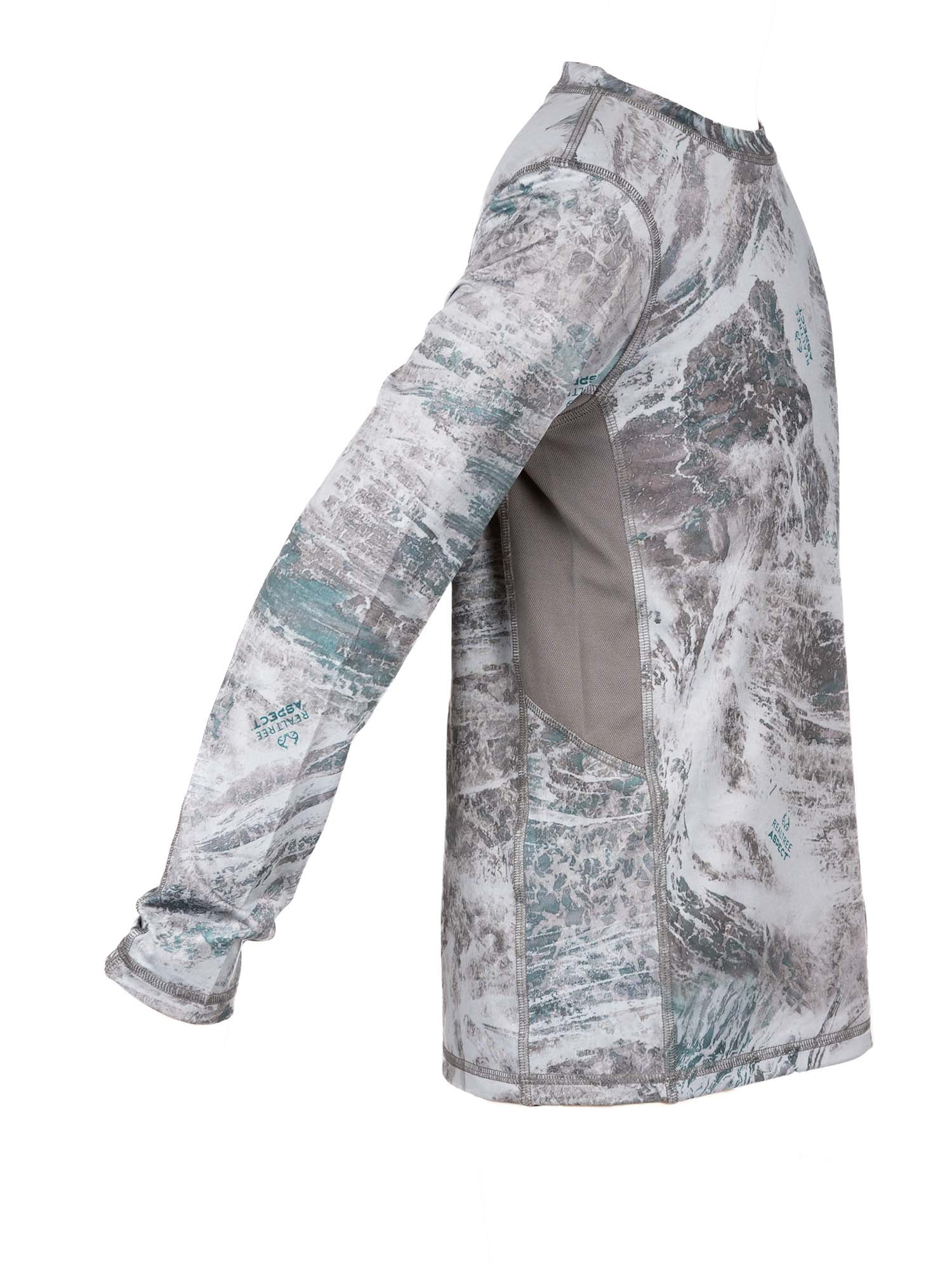 Realtree UPF 30+ Reversible Long Sleeve Fishing Shirt, Small Polyester and Spandex Fishing Aspect Arctic