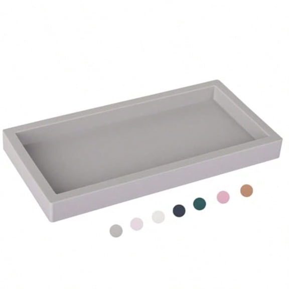 Bathroom Tray Small Vanity Tray Silicone Soap Dish Sponge Holder Kitchen Sink Organizer Bathroom Accessories for Countertop Toilet Shower - Light Grey
