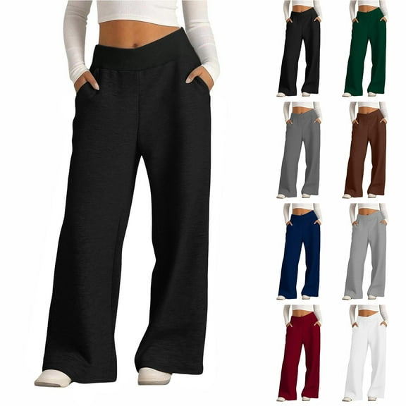 Bloomae Women's Modal Wide Leg Sweatpants Loose Fit Casual Elastic High Waisted Palazzo Pants Baggy Lounge Trousers with Pockets Black L