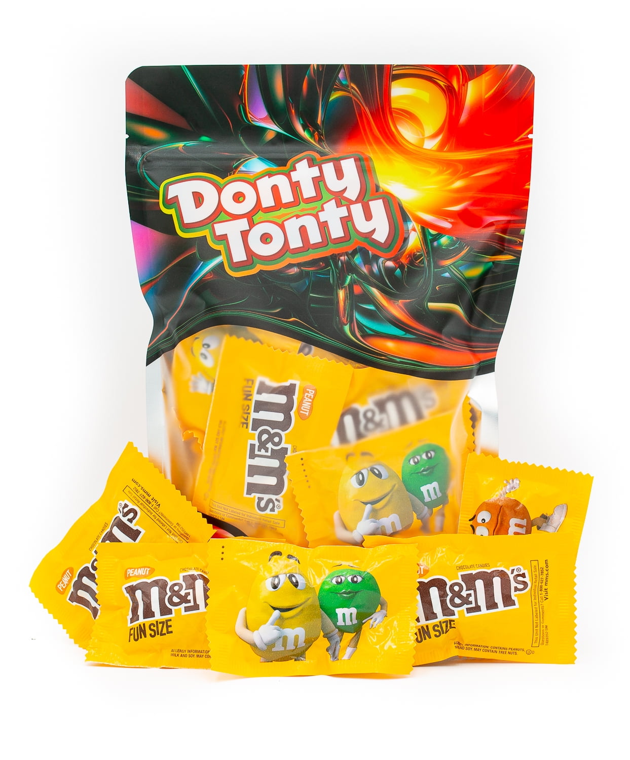 M&M'S Peanut Milk Chocolate Bundle 1 lb – Candy in Bulk Bag, Individually Wrapped Fun Size Packs (24 Pieces)