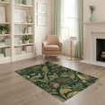 thumbnail image 2 of ODIKA 4'x6' Green Deep Tropical Elegance with Exotic Washable Area Rug Lush Botanicals and Avian Motifs in a Vintage for Home Office, Under Desk, Non-Slip Chair-Friendly, Flatwoven, 2 of 7