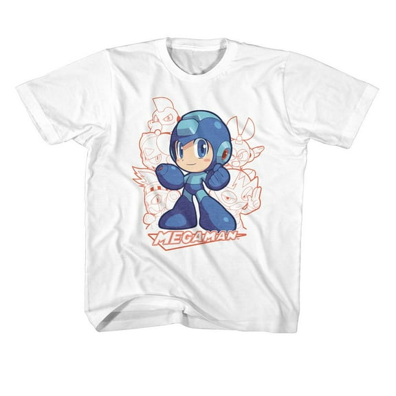 Mega Man Character Group White Youth T-Shirt