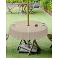 thumbnail image 4 of Light Khaki Outdoor Tablecloth with Umbrella Hole and Zipper, Solid Color Table Cover for Round Tables Waterproof Tabletop Collection for Patio, Garden, Picnic, Camping 60R, 4 of 6