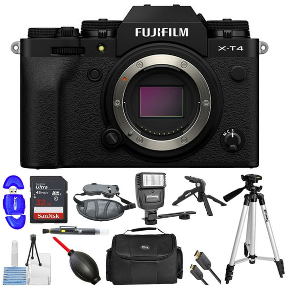 FUJIFILM X-T4 Mirrorless Digital Camera (Body Only, Black) with 32GB Memory Card Bundle