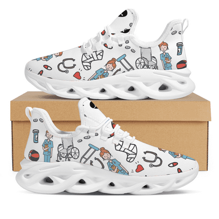 

Cute Cartoon Doctor Nurse Pattern Ladies Chunky Shoes Comfort Sneakers Walking Shoes Women Footwear zapatillas mujer