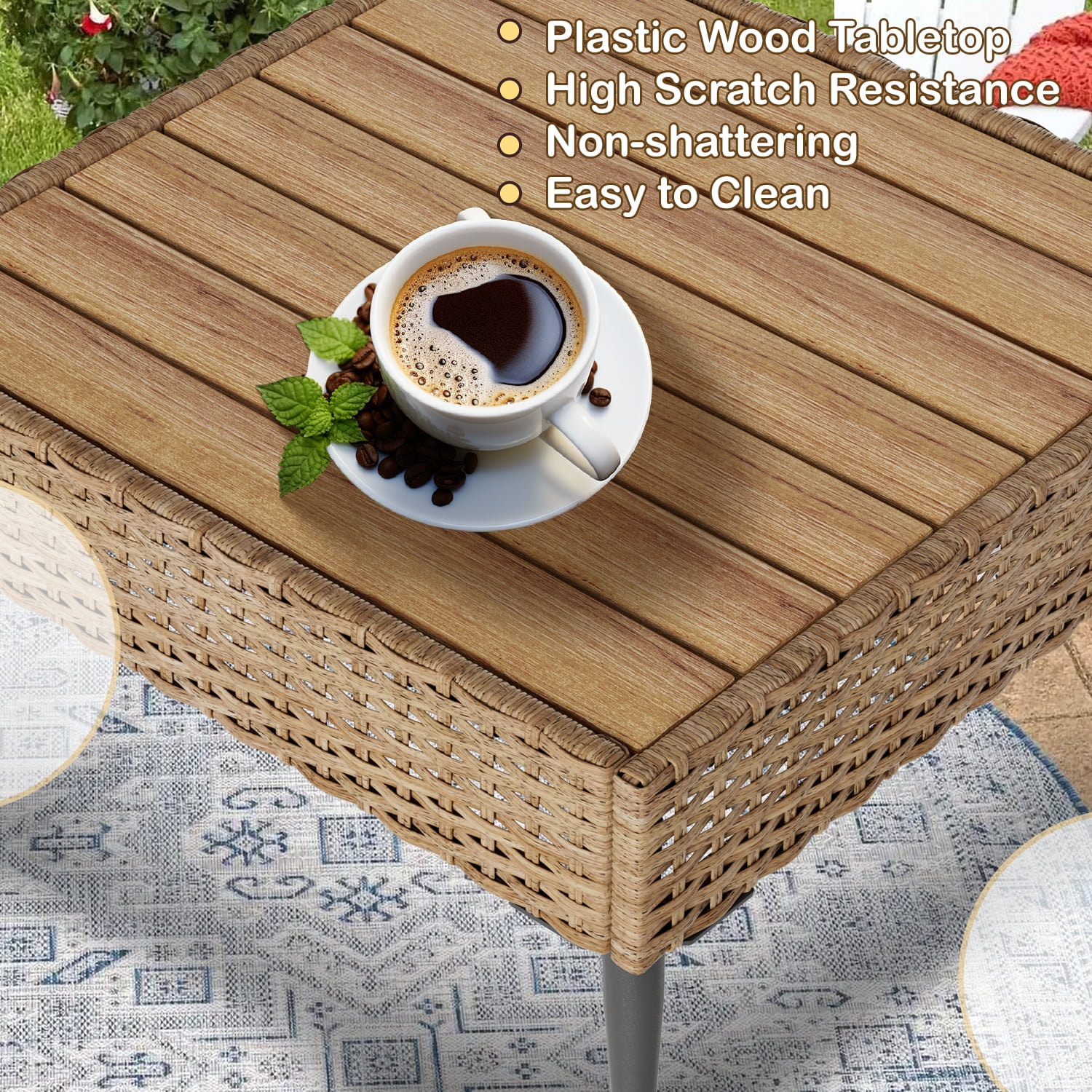 TPHORK Outdoor Patio Furniture Set, 7 Piece Outdoor Sectional Sofa Wicker Patio Conversation Couch Set, All Weather PE Rattan Sofa with Table and Cushions for Garden, Poolside, Backyard(Beige)
