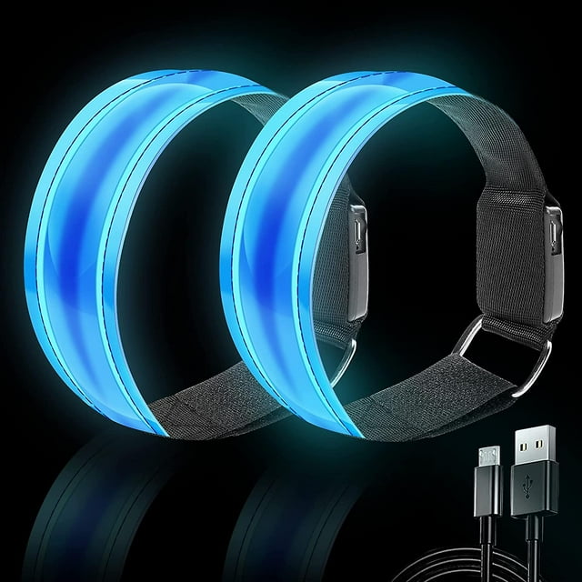 Brassard à DEL Rechargeable / Lumières de Course à DEL Haute Visibilité pour Coureurs / Équipement de Course Réfléchissant Brassards Lumineux Réflecteurs