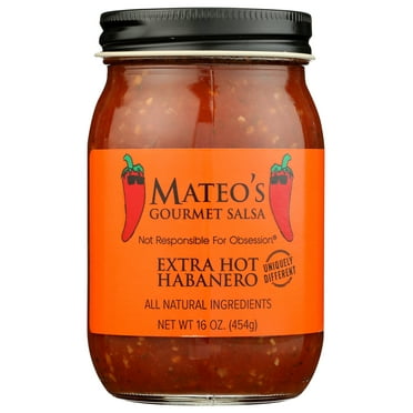 Pack of 6, Mateos Gourmet Salsa Extra Hot Habanero, 16 oz