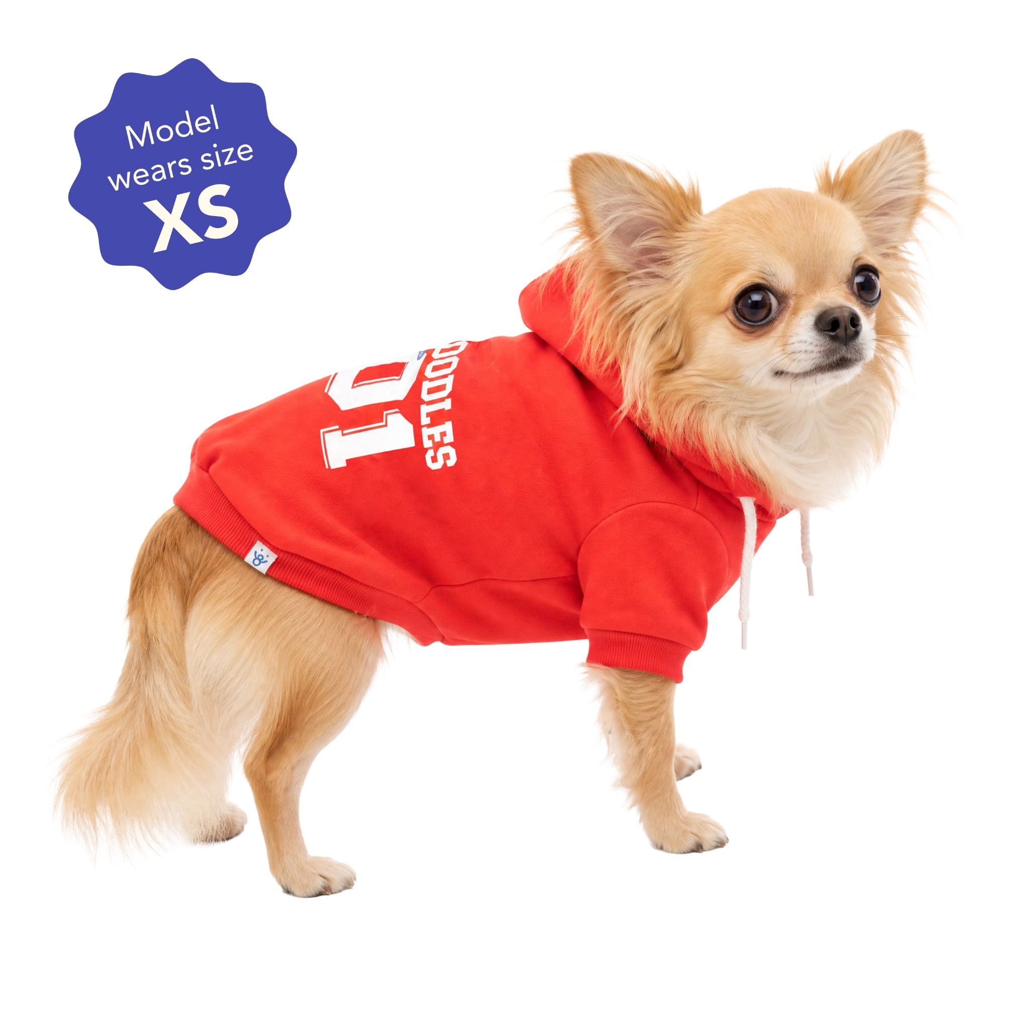 Oodles Sporty Fall Dog Hoodie, Red, XS