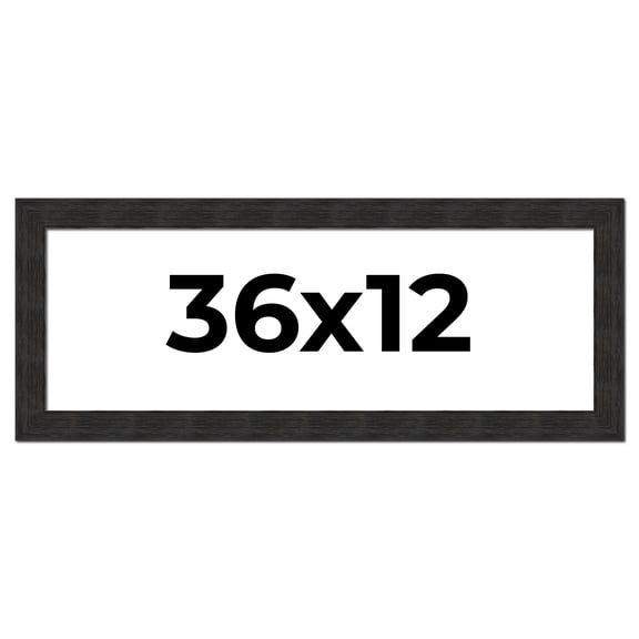 12x36 Contemporary Black Picture Frame - UV Acrylic, Foam Board Backing, Hanging Hardware