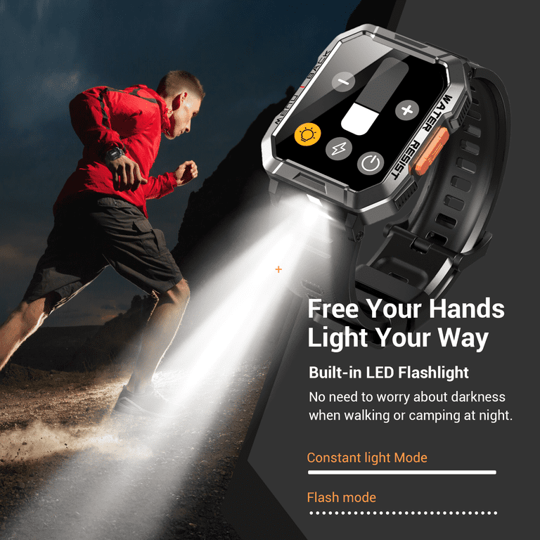 Smartwatch Blackview W70Pro Militare 2.01" Per Uomo – Chiamate Bluetooth, 115+ Sport, 900 MAh, Torcia, Bussola E Monitor Salute 24/7 Per Android E IOS
