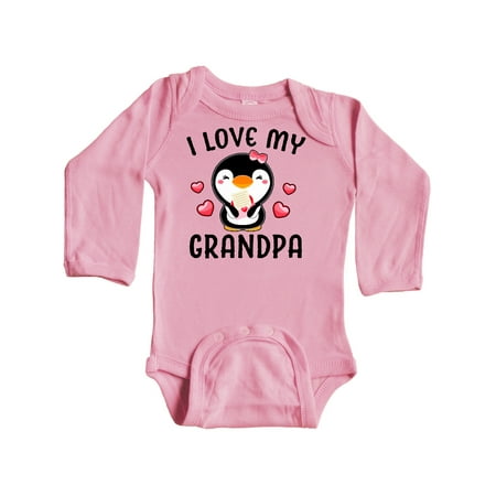 

Inktastic I Love My Grandpa with Cute Penguin and Hearts Gift Baby Girl Long Sleeve Bodysuit