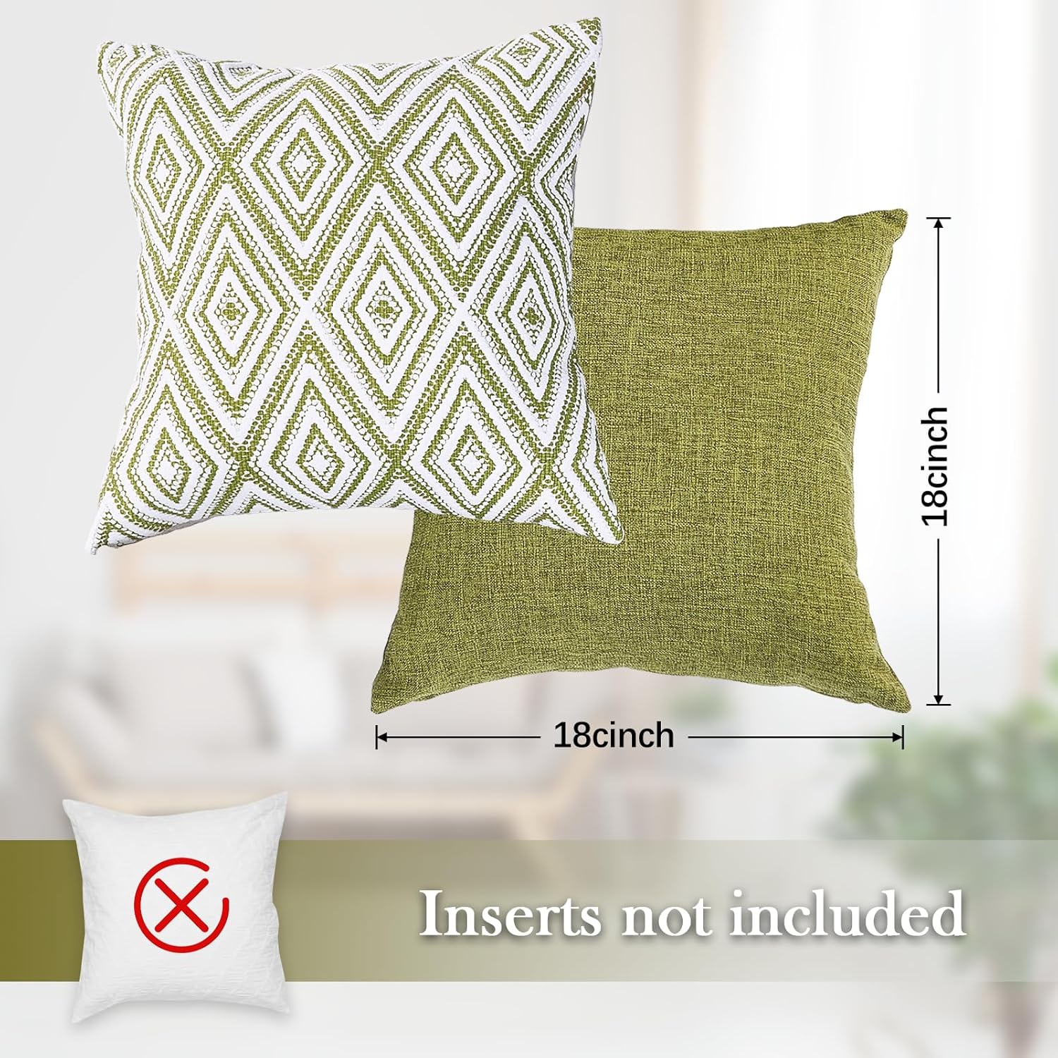 Wehilion Decorative Throw Pillow Covers Set of 2/4 Couch Pillows Linen Cushion Cover for Couch Sofa Living Room, 18"x18" inch