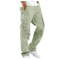 thumbnail image 2 of Godokuleh Mens Casual Joggers Pants Hiking Drawstring Chino Cargo Pants Straight Leg Pants Mint Green 2XL, 2 of 5