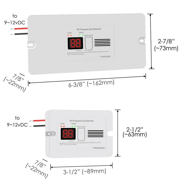 Detector digital de gas propano RV con alarma fuerte de 85 dB, CC 12 V,  para remolque, autocaravana, autocaravana (montaje en superficie, blanco)