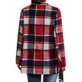 thumbnail image 3 of HUBERY Women Plaid Printed Color Block Lapel Collar Long Sleeve Pocket Coat, 3 of 3