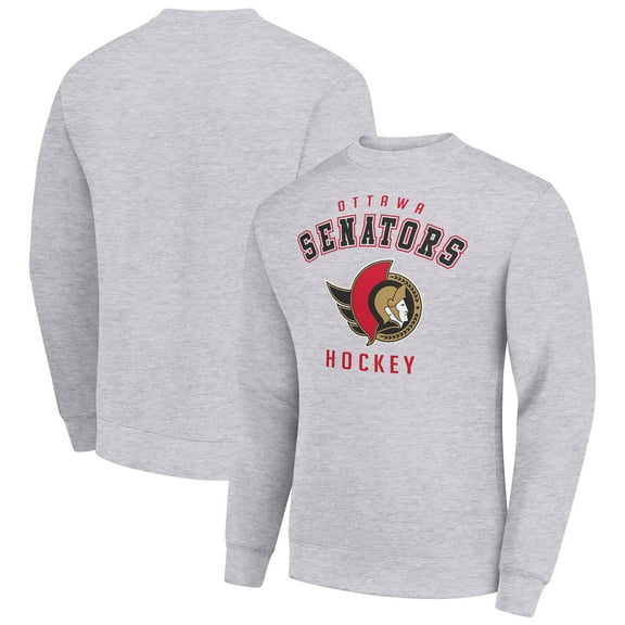 Men's Starter  Heather Gray Ottawa Senators Team Logo Fleece Pullover Sweatshirt