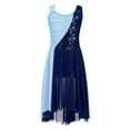 thumbnail image 4 of Oyolan Robe de Ballet Sans Manches à Sequins Scintillants pour Filles Vêtements de Danse Performance Bleu Marine 14, 4 of 7