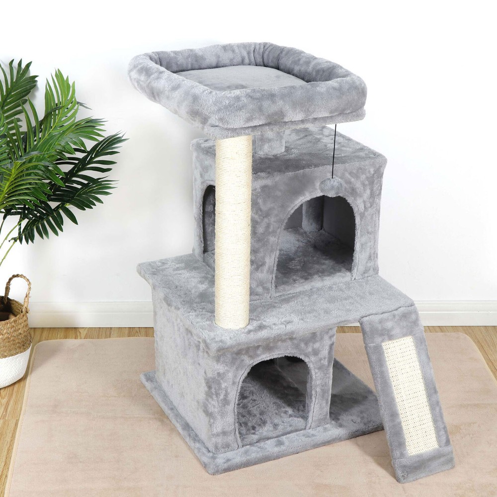 SONGMY 55" Cat Tree Condo Tower, Beige Cat Activity Center for Small Medium Cats