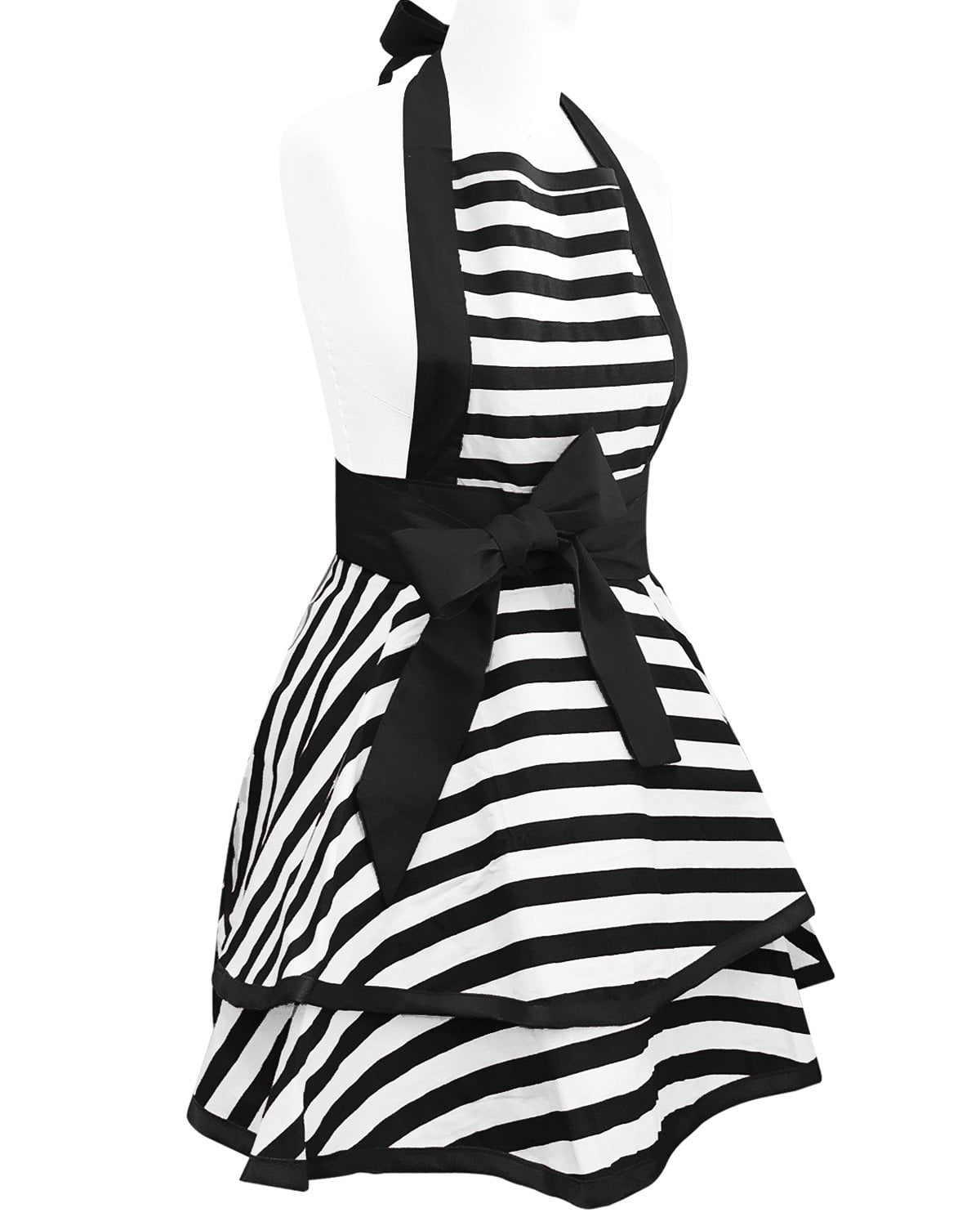 Wrapables Classic Vintage Apron, Sexy Cooking Apron, Black Stripe