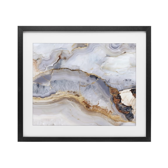 Stupell Industries Marbled Gold Stone Black Framed Print Under Glass, design by Svetlana Aleynikova