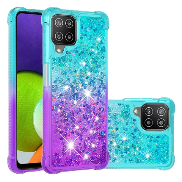 Funda para Samsung Galaxy A22 4G Transparente con Brillos Carcasa Protectora Antigolpes con Glitter Brillante