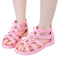 thumbnail image 6 of LNMQLPDBS Little Girl Shoes Kids Soild Color Bowknot Decoration Ankle Shoes with Zipper Back Flat Non Slip Princress Shoes Beach Shoes Girls Sandals Size 3 Girls Dress Sandals for Daily, 6 of 8