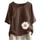 thumbnail image 1 of Blusas de Manga Corta para las Mujeres Impresas Cuello Redondo Camiseta Casual, Blusa de Algodón de Imitación para las Mujeres, 1 of 4