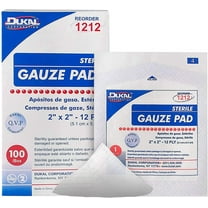 Dukal Woven Gauze Pads 2" x 2". Pack of 100 12-Ply disposable cotton Sponges for wound dressing, cleaning, prepping, or packing. Sterile, 100% cotton.