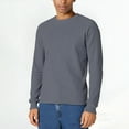 thumbnail image 2 of Paiwinds Men's Solid Color Crew Neck Pullover Sweatshirt, Long Sleeve Round Neck Blouse with Shoulder Design, Soft Comfortable Top for Daily Casual Wear and Leisure Activities, 2 of 7
