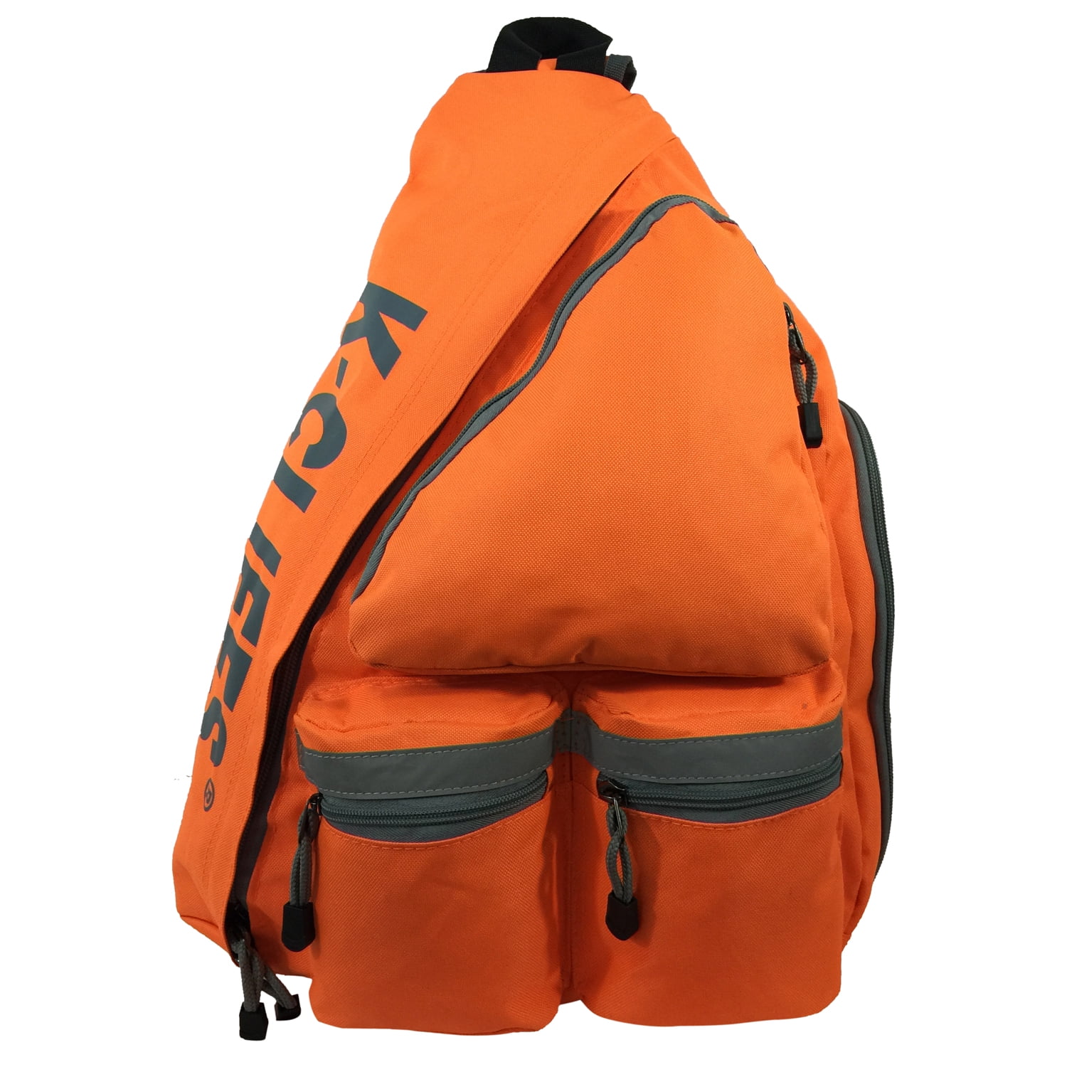 K-Cliffs XL 20 inch Unisex Reflective Sling Backpack Student Bookbag Travel Daypack Safety, Neon Orange, 100% Polyester