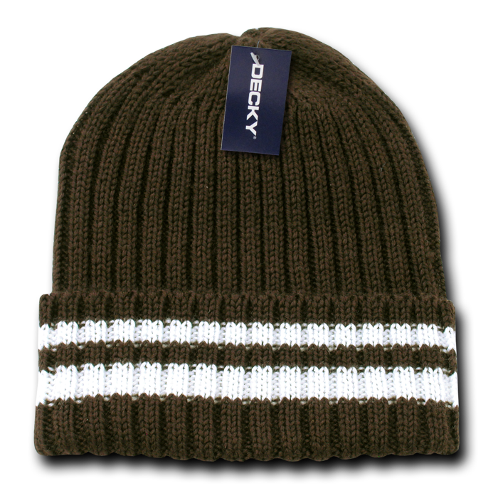 Decky Sweater Beanies Beany For Men Women Striped Thick Ribbing Knitted Skull Ski Winter Caps