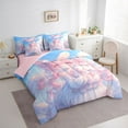 thumbnail image 3 of jejeloiu 3D Anime Girl 7pcs Bedding Comforter Set,Cute Rabbit Gifts Queen Bedding Sets For Princess Kids Reversible, 3 of 8