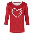 thumbnail image 4 of BEFOKA Love Heart Printed Shirts For Women 3/4 Long Sleeve Valentine'S Day Crewneck Sweatshirt Womens Blouses Tops Pullover Sweatshirts Graphic T-Shirtstrendy Tunic Outfits Clothes, 4 of 5