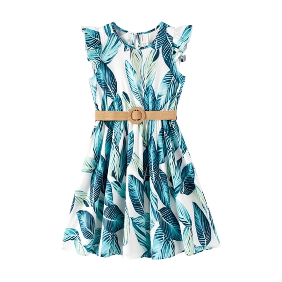 Vestido para Niñas PATPAT Vintage Boho Floral con Volantes y Cinturón