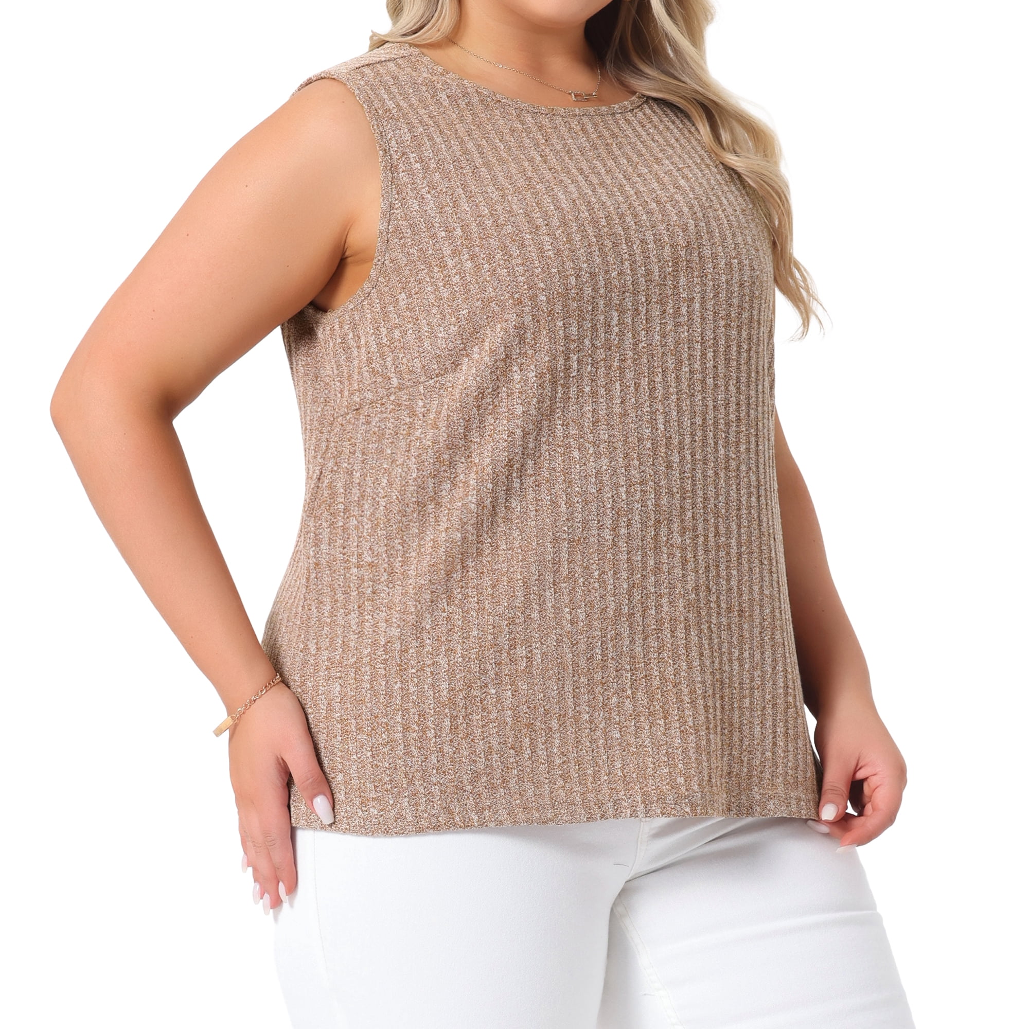 DARING DIVA Women's Plus Tank Tops Basic Soft Casual Outfits 1X Brown