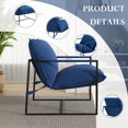thumbnail image 5 of DREAMSIDEA Living Room Chair Sling Accent Chair Set of 2,Metal Framed Armchair with Thicked Cushions, Reading Leisure Chair for Indoor/Oudoor,Navy, 5 of 6